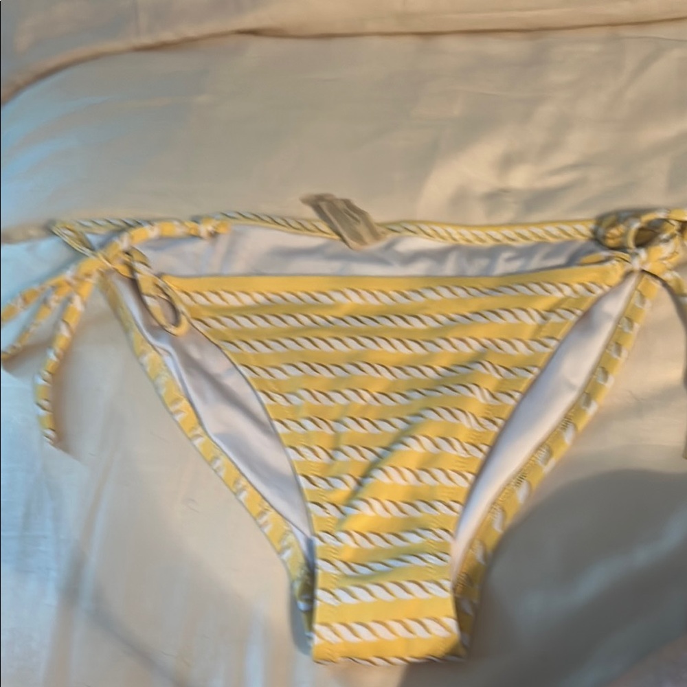 Victoria's Secret Yellow and White Striped Bikini Bottom